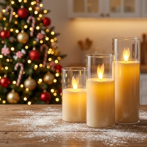 Ensemble de 5 bougies <span class=keywords><strong>LED</strong></span> en verre blanc de Matti pour la décoration de la maison - Product Image 6