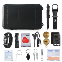 XUANLAN Trousse de survie d'urgence portable multifonctionnelle compacte en PP noir étanche (16,8x11x5cm) pour voiture, randonnée et usage extérieur