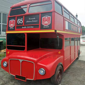 Camion de nourriture à deux étages approuvé CE chariot à crème glacée chariot de nourriture de rue mobile remorque de nourriture vintage avec escalier et terrasse supérieure - Product Image 1