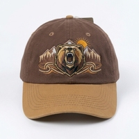 Gorra de Béisbol Unisex Vintage de Dos Tonos, de Sarga de Algodón, Estilo Dad Hat, de 6 Paneles, Sin Estructura, con Visera Curva y Bordado Gráfico Personalizado de Cabeza de Búho