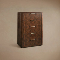 Commode haute à 5 tiroirs en bois de racine d'arbre, coffre de rangement de luxe en bois exotique, artisanal, collection prestigieuse pour suite parentale