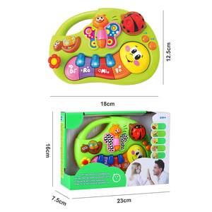 Teclado de juguete Musical para Educación Temprana, juguete de aprendizaje Musical con oruga iluminada, simulan sonidos de animales, Nota de reconocimiento de Color - Product Image 6