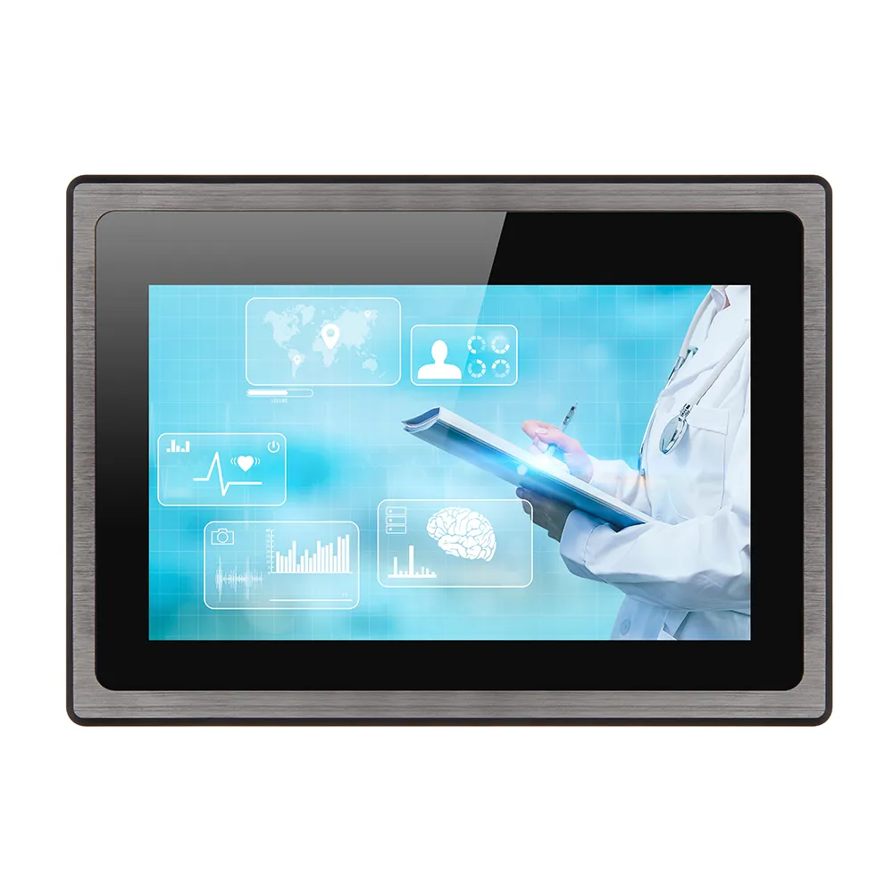 Bestview 7 Inch Zwart Aluminium Legering I3 4Gb 64Gb Promotie Touch Screen Industriële Panel Pc