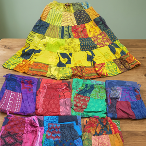 Belle jupe de style hippie en coton vintage pour dames indiennes, patchwork de gitane bohème élastique pour femmes, non-tissé de maternité, vente en gros - Product Image 3