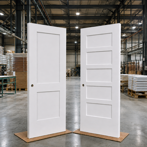 Porta Interna Moderna a 5 Pannelli in Legno Massello 30x80'' con Anima in MDF, Stile Shaker, per Camera da Letto, Soggiorno, Villa, Appartamento, Residenziale - Product Image 1