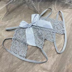 String sexy à entrejambe ouvert avec dentelle et nœud, pas besoin de retirer, transparent et très sexy A11 - Product Image 1