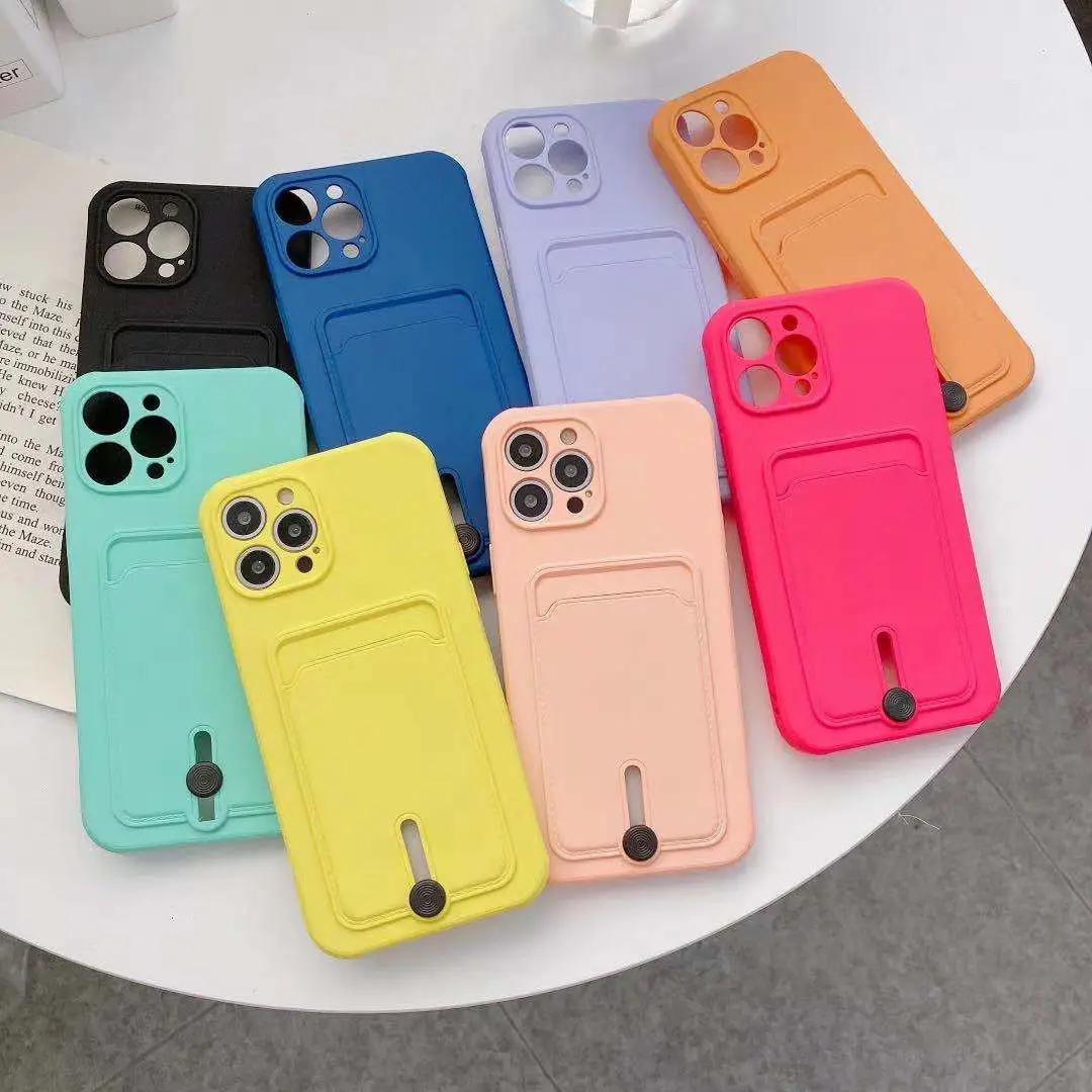 Custodia a portafoglio Color caramella con fessura per carta per iPhone 12 Pro Max 11 XR XS Max 7 8 Plus X SE 2020 Cover per telefono in Silicone morbido