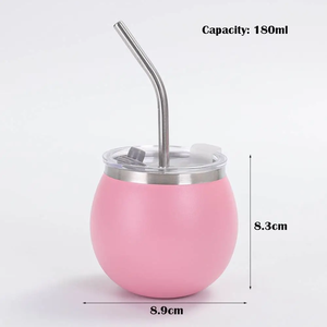 Tasse à Yerba Maté en Acier Inoxydable 180 ml avec Couvercle et Paille, Tasse Isotherme à Double Paroi pour le Bureau, les Voyages et l'Extérieur - Product Image 4