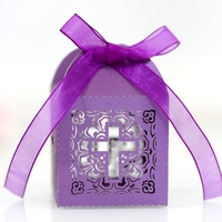 Hstyle Croix Laser Cut Bonbons Boîtes avec Rubans Party Favor Petites Coffrets Cadeaux pour Baby Shower Premier Anniversaire Baptême Faveur