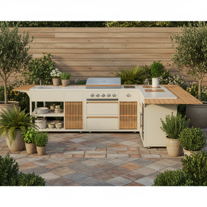 Ensemble de cuisine extérieure de luxe avec îlot à <span class=keywords><strong>pizza</strong></span> et barbecue moderne de qualité supérieure, et réfrigérateur de barbecue de luxe - Product Image 1