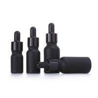 Ensemble de compte-gouttes en verre noir opaque - 5 à 100 ml, 7 tailles, capuchon et corps noir mat/brillant, distributeur de sérum rechargeable