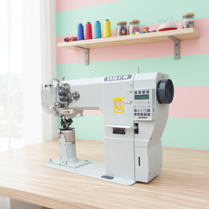 Máquina de coser industrial de columna de alta velocidad RN-9820Y con puntada de seguridad programable, alimentación manual y motor integrado - Product Image 2