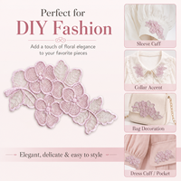 Patch en dentelle florale rose clair, applique brodée de fleurs et de feuilles pour robes, chemisiers, sacs, vêtements et décoration de mode DIY