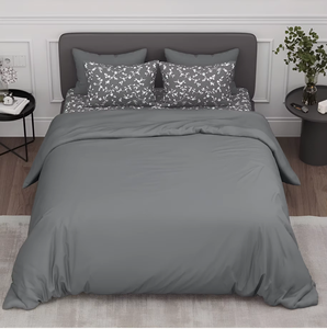 Wholesale Luxury 100% Cotton Satin Queen Size Bed Sheet Set Modern <strong>Grey</strong> Hotel Quilt <strong>Duvet</strong> <strong>Cover</strong> Flat Sheet for Home Hospital Use - Product Image 1