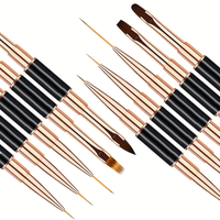 Ulive Beauty M-003-001 Kit simple d'outils de nail art double-embout pour dessin de lignes, manche en métal noir double face, tube rose doré