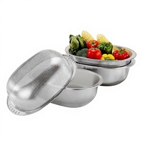 Évier de lavage de légumes en acier inoxydable Shiku avec panier égouttoir, double couche, multifonctionnel, de qualité alimentaire, modèle de cuisine ovale