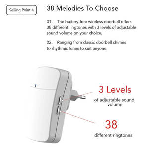 Carillons électriques intelligents <span class=keywords><strong>sans</strong></span> <span class=keywords><strong>fil</strong></span>, <span class=keywords><strong>sans</strong></span> batterie, auto-alimenté, étanche IP68, <span class=keywords><strong>sonnette</strong></span> de porte de maison, <span class=keywords><strong>sonnette</strong></span> <span class=keywords><strong>sans</strong></span> <span class=keywords><strong>fil</strong></span> - Product Image 6