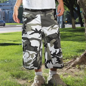Elasticated Waist Camo <b>Shorts</b> Allover Print Mens <b>3</b>/<b>4</b> Long Camo Longs Cargo <b>Shorts</b> - Product Image 2