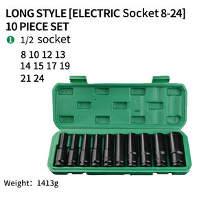 10PCS Set Kunci Hexagon Baja Karbon Tinggi Kelas Industri Lapisan Oksida Hitam Model Panjang OEM Peralatan Perbaikan Mobil 1/2 8-24mm - Product Image 2