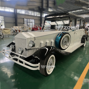 White Two-tone Enclosed Vintage Electric Sedan Whitewall Spoke Wheels For Luxury Wedding <b>Bride</b> Entrance Shooting Prop Vehicle - Product Image 6