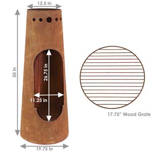 <span class=keywords><strong>Chimenea</strong></span> de madera <span class=keywords><strong>para</strong></span> exteriores en forma de cono de moda, fogata de metal rústico con orificios de ventilación y parrilla <span class=keywords><strong>para</strong></span> espacios de vida al aire libre - Product Image 3