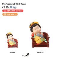 Statuette en résine de style chinois, les Quatre Gentlemen (Plumier, Orchidée, Bambou, Chrysanthème), beauté assise en Hanfu, décoration de bureau, cadeau