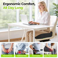 Coussin en mousse à mémoire soulage les hémorroïdes et la douleur au coccyx. Il convient aux chaises de bureau et aux coussins de voiture avec manteaux noirs