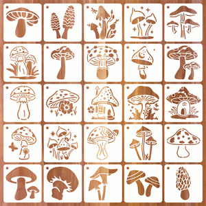 25 gói <span class=keywords><strong>3</strong></span> inch nấm stencils mẫu, tái sử dụng Boho nấm trăng hoa stencils cho bức tranh trên gỗ - Product Image 1