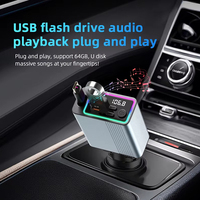 Chargeur de voiture 30W BT V5.3 Émetteur FM Charge rapide QC3.0 Câble rétractable 75CM USB Type C Adaptateur allume-cigare