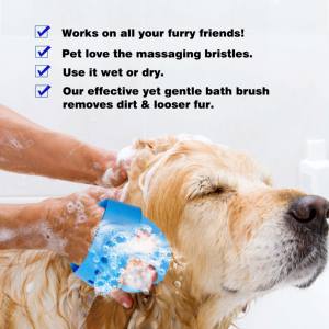 للبيع بالجملة فرشاة استحمام لتدليك الحيوانات الأليفة والقطط مخصصة من السيليكون فرشاة تدليك طويلة وقصيرة للشعر والكلاب - Product Image 6