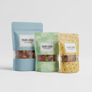 Pochette autoportante avec fermeture éclair pour l'emballage de snacks, logo et taille personnalisés - Product Image 1