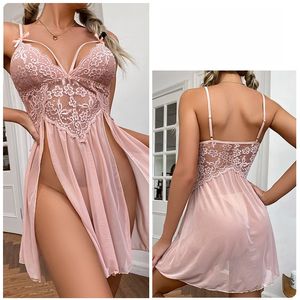 Mịn Tùy Chỉnh Sexy Lưới Trong Suốt Quần Áo Ngủ Ren Thêu Treo Áo Ngủ Của Phụ Nữ Nhà Mặc Đồ Lót Sexy - Product Image 6