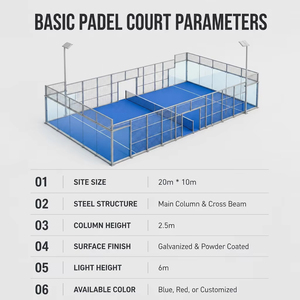 Solution complète pour terrain de padel sur mesure, prix usine, terrain de padel professionnel, ensemble complet, verre trempé, acier galvanisé - Product Image 2