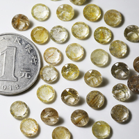 En gros 7mm Naturel Rutile Titane Quartz Cabochon Rond Cristal Clair Abondant Rutile Doré Pierres Précieuses En Vrac pour Incrustation