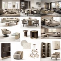 Juego de Muebles de Lujo Personalizables para Sala de Estar, Comedor u Oficina, con Sofá Moderno, Mesa de Comedor y Gabinetes de Almacenamiento