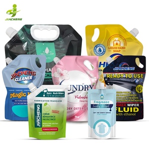 Bao bì dạng túi doypack nhựa PET dung tích 1 lít, có thể tái sử dụng, dùng đựng nước rửa chén, nước giặt quần áo, có vòi và quai xách - Product Image 1