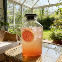 Carafe en verre de forme spéciale, moderne et minimaliste, pour réfrigérateur, conteneur de stockage de cuisine, 1 gallon, avec couvercle