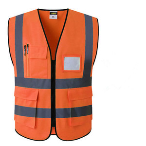 Yueli – gilet réfléchissant jaune fluorescent, vêtements de sécurité respirants à plusieurs poches pour chantier de construction, cyclisme, unisexe, L X - Product Image 2