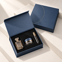 Emballage de luxe personnalisé en carton rigide noir avec fermeture magnétique, boîte cadeau pour parfum, soin de la peau, sérum, avec doublure en éponge