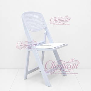 <span class=keywords><strong>Silla</strong></span> <span class=keywords><strong>Plegable</strong></span> Moderna de Plástico Blanco, <span class=keywords><strong>Silla</strong></span> Portátil Ligera de Resina PP con Respaldo Tejido para Eventos y Fiestas al Aire Libre - Product Image 4