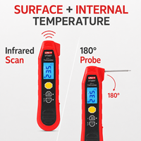 Termometer Inframerah UNI-T 2-in-1 UT320T dengan Layar LCD, Peringkat IP56, Resolusi 0.1°C, Pengukuran Digital dengan Probe