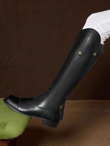 Bottes longues pour femme, automne 2025, nouveau style coréen, en PU, à rivets, hauteur genou, style cavalier, fermeture éclair arrière, chaudes, mi-hautes - Product Image 2