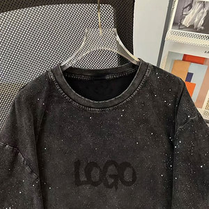 T-shirt da uomo in cotone 100% su misura con <span class=keywords><strong>stampa</strong></span> <span class=keywords><strong>di</strong></span> diamanti Hip-Hop spessa e ampia t-shirt da uomo Street Style - Product Image 2