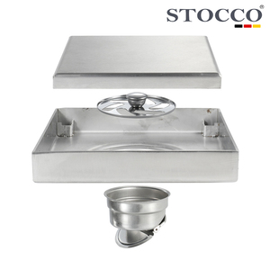 STOCCO 304 Scarico a pavimento rettangolare in acciaio inossidabile moderno invisibile inodore auto-chiusura rimovibile 100x100mm superficie lucida 5 - Product Image 5