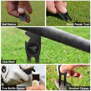 Outil de réparation de divots de golf 4-en-1 en alliage de zinc durable avec logo personnalisé, marqueur de balle magnétique et outil de nettoyage de club - Product Image 6