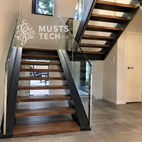 Escalier flottant à double poutre pour intérieur d'appartement, vente en gros usine, approvisionnement en vrac