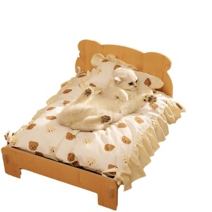 Lit pour chat en bois, niche pour animaux de compagnie, lit pour chat et chien, lit pour chat et chien de petite taille, taille XL, toutes saisons, housse amovible, doux et confortable - Product Image 5