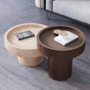 Sgabello rotondo in legno massello pieno sgabello basso decorazione artistica tavolini accanto al soggiorno nel nord europa - Product Image 2