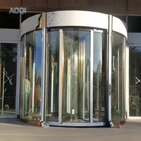 Pasokan Langsung Pabrik Pintu Putar 3 Sayap Aluminium Alloy Manual Kaca Ganda Tempered Glass Modern untuk Mal Rumah Sakit