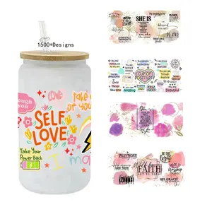 95 + Hot 3D Self Love Rappels quotidiens positifs Affirmations Motivation Inspirational UV DTF Cup Wrap Stickers en adhésif fort